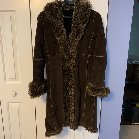 fabio Jackets & Blazers - Fabio Suede Leather Faux Fur Coat